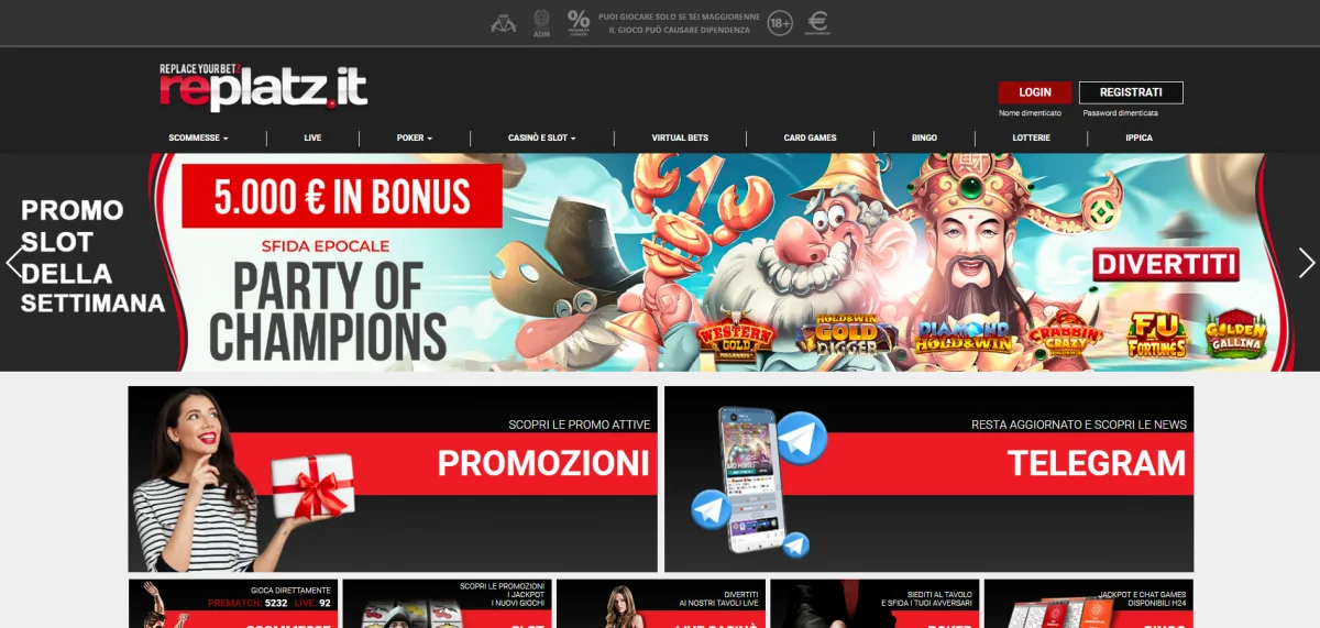 Replatz casino Italia – interfaccia